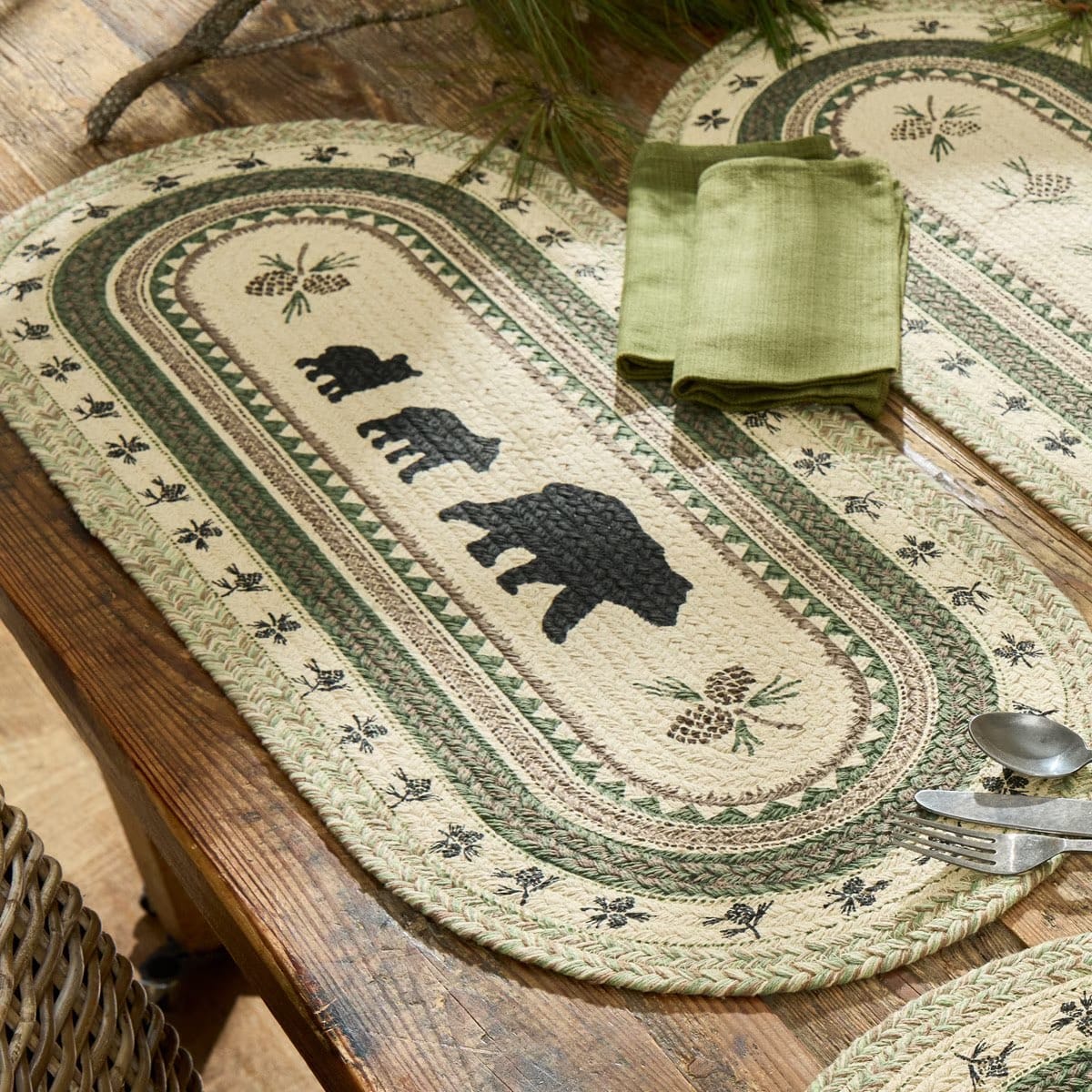 Park Designs Table Runners Country Pines Braided & Printed Bear Table Runner 36" Long