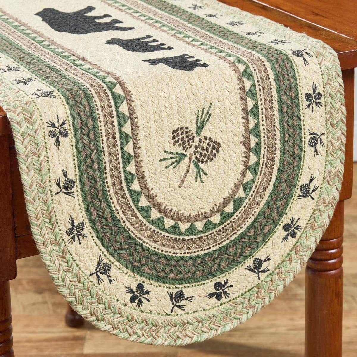 Park Designs Table Runners Country Pines Braided & Printed Bear Table Runner 36" Long