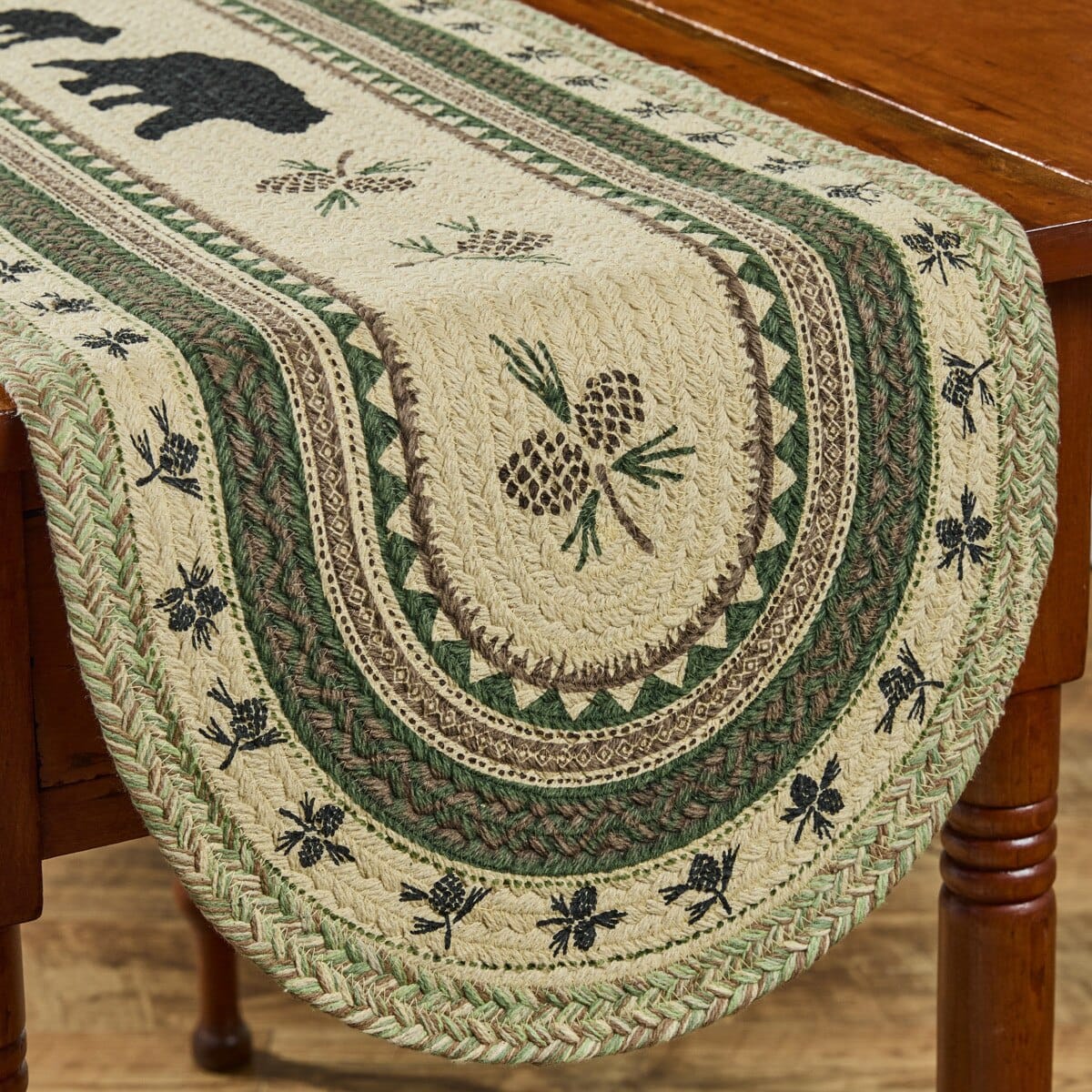 Park Designs Table Runners Country Pines Braided & Printed Bear Table Runner 54'' Long