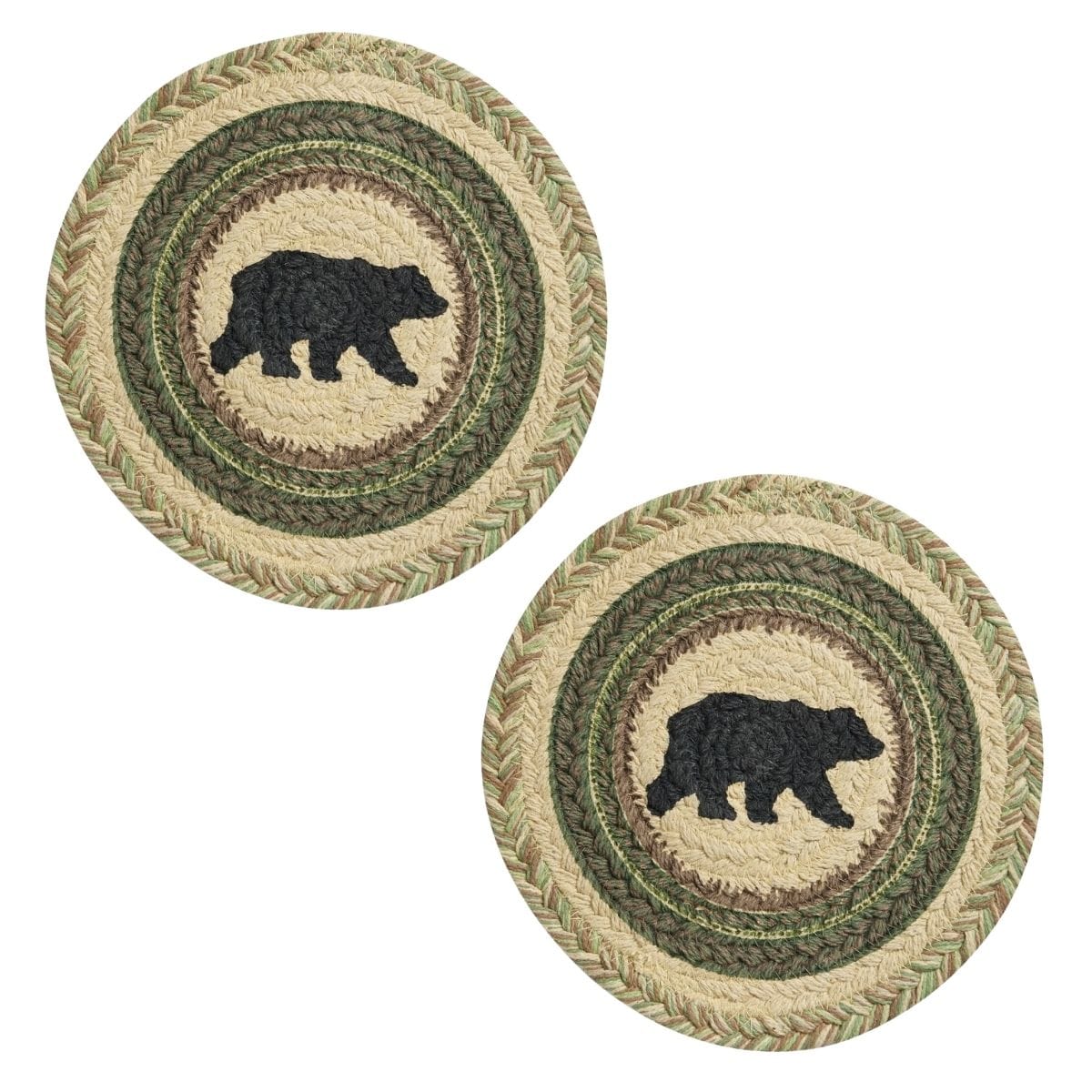 Park Designs Trivets Country Pines Braided & Printed Bear Trivet 8" Diameter Round Set of 2
