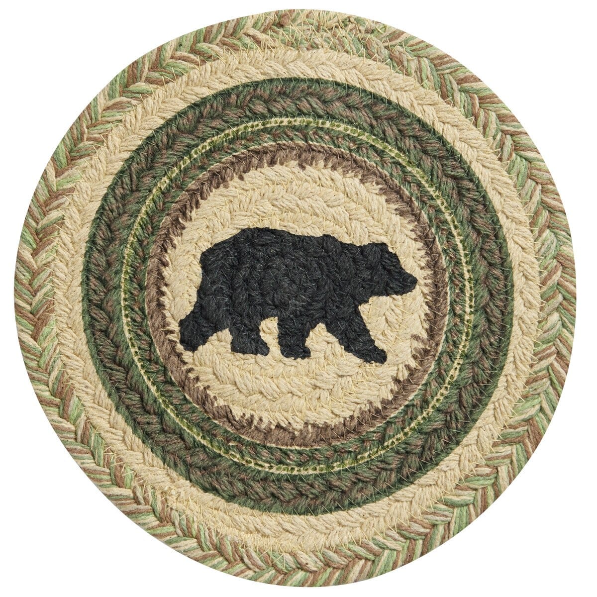 Park Designs Trivets Country Pines Braided & Printed Bear Trivet 8" Diameter Round Set of 2