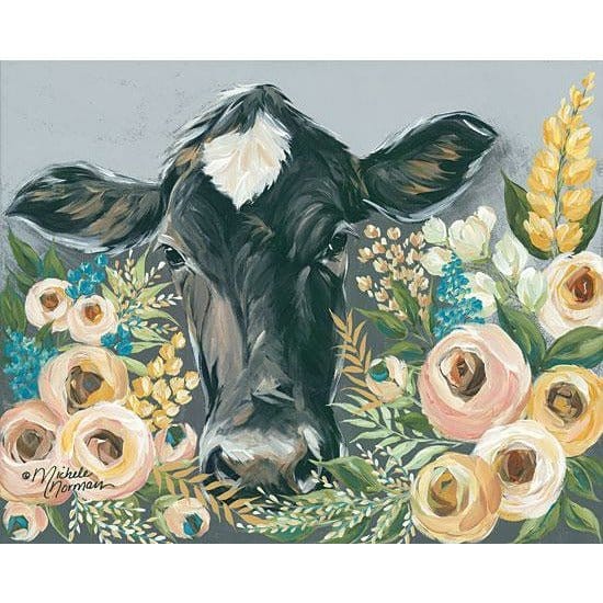 Penny Lane Publishing Cow In The Flower Garden By Michele Norman Art Print - 12 X 16