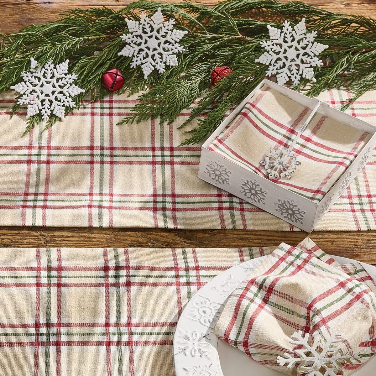 Cozy Christmas Plaid Table Runner 36" Long
