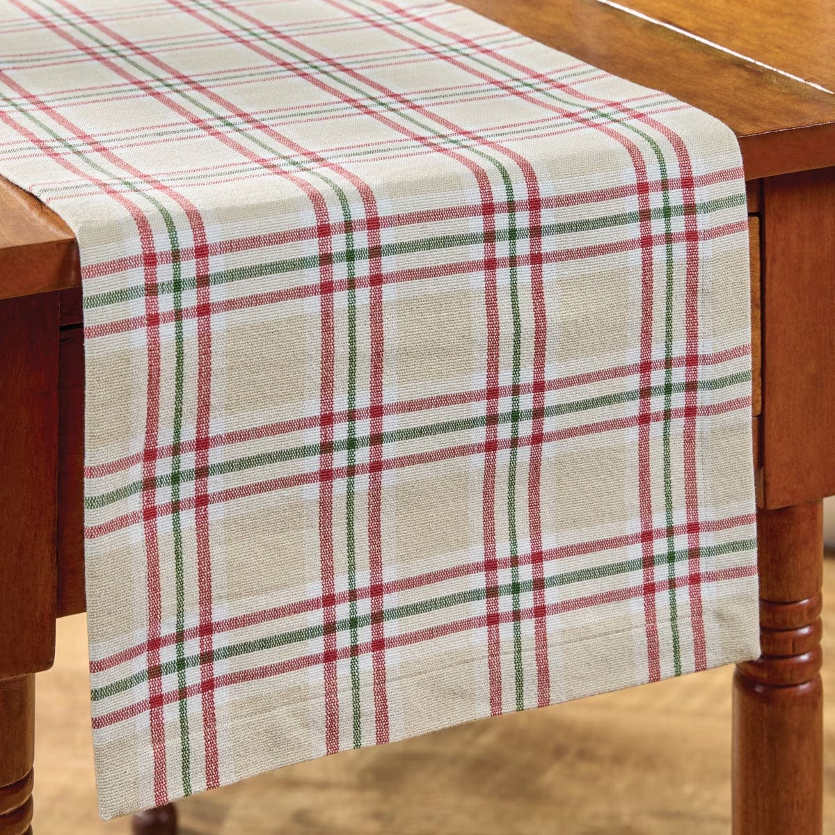 Cozy Christmas Plaid Table Runner 36" Long