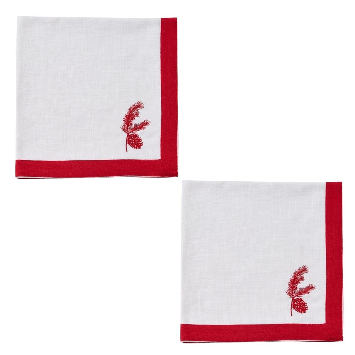 Cranberry Pinecone Embroidered Patricia Heaton Home Napkin Set of 2