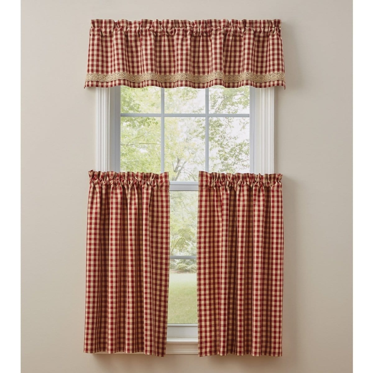 Crochet Gingham Border Valance Lined-Park Designs-The Village Merchant