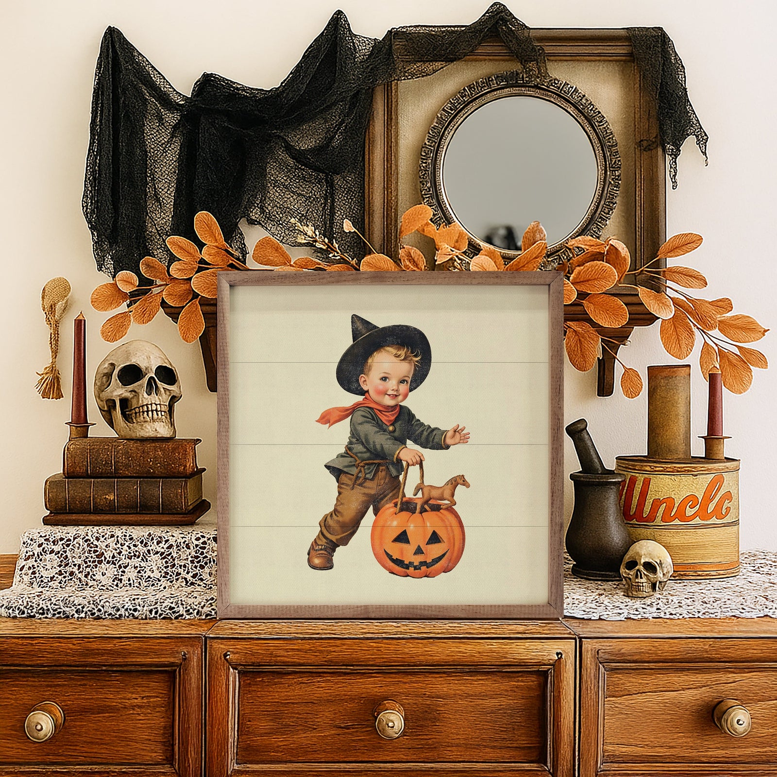 Kendrick Home Walnut Frames 4x4 Cute Cowboy Costume Trick Or Treat