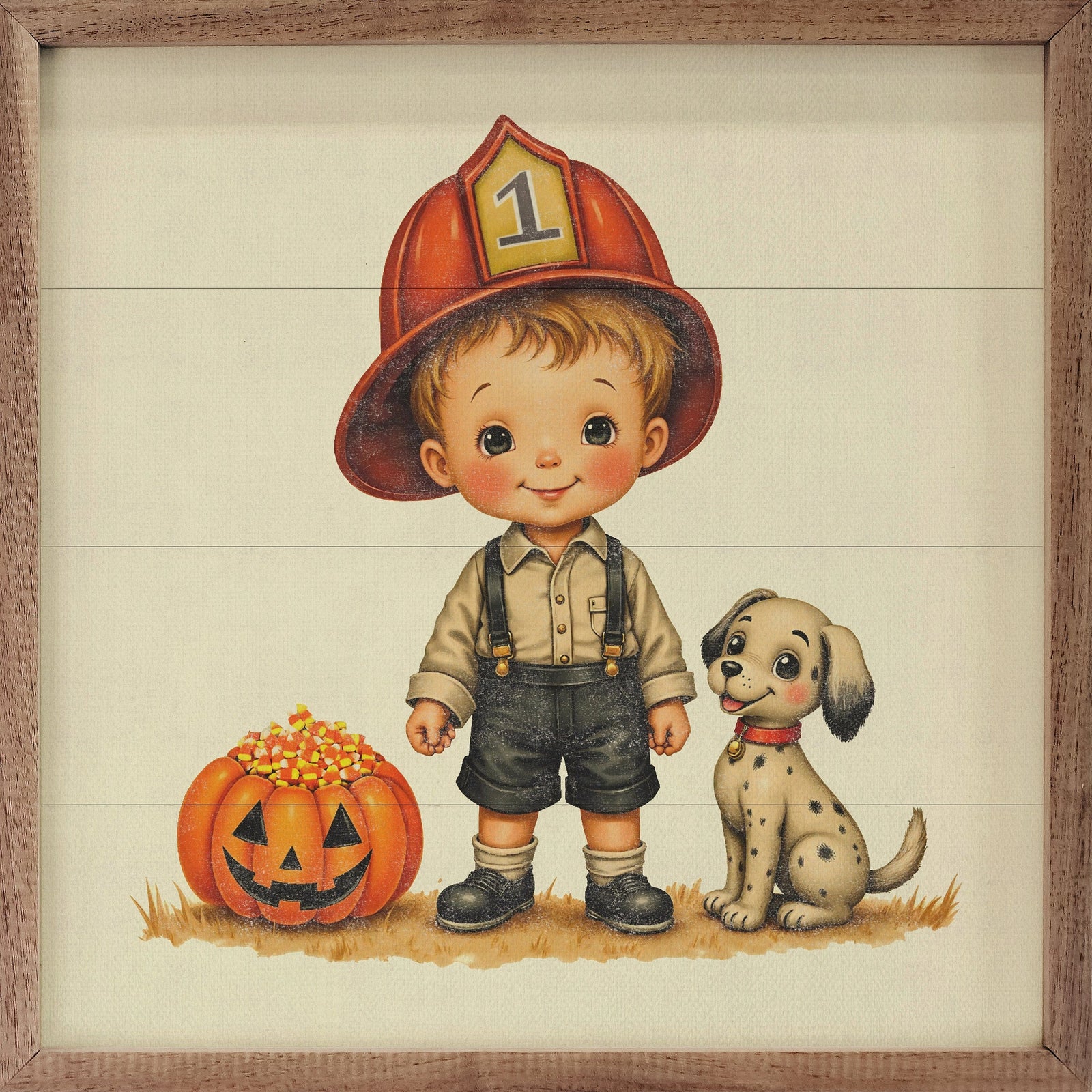 Kendrick Home Walnut Frames 4x4 Cute Fireman Trick Or Treat