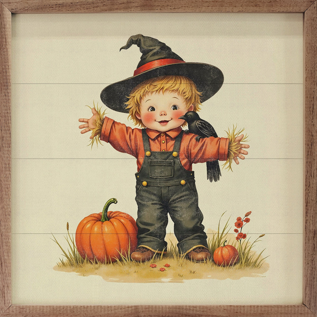 Kendrick Home Walnut Frames 4x4 Cute Scarecrow Trick Or Treat
