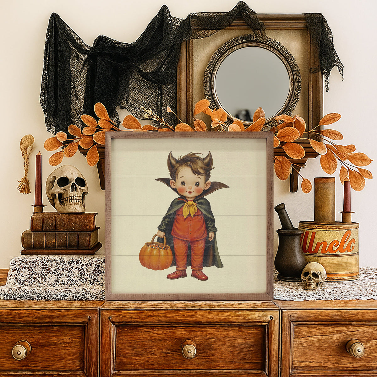 Kendrick Home Walnut Frames Cute Vampire Trick Or Treat