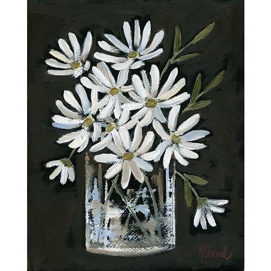 Penny Lane Publishing Daisies On Black By Kate Sherrill Art Print - 12 X 16
