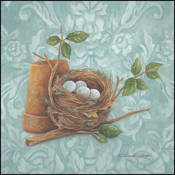 Penny Lane Publishing Damask Blue Eggs By Diane Arthurs Art Print - 12 X 12