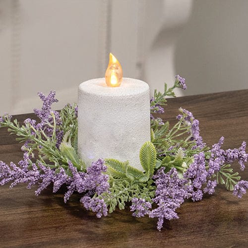 Delicate Lilac Astilbe &amp; Lace Candle / Napkin Ring 2&quot; Inner Diameter