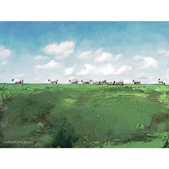 Distant Hillside Sheep By Day By Bluebird Barn Art Print - 12 X 16-Penny Lane Publishing-The Village Merchant