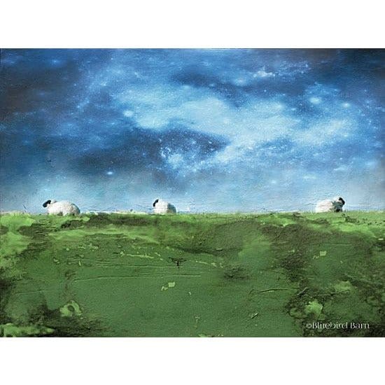 Distant Hillside Sheep By Night By Bluebird Barn Art Print - 12 X 16-Penny Lane Publishing-The Village Merchant