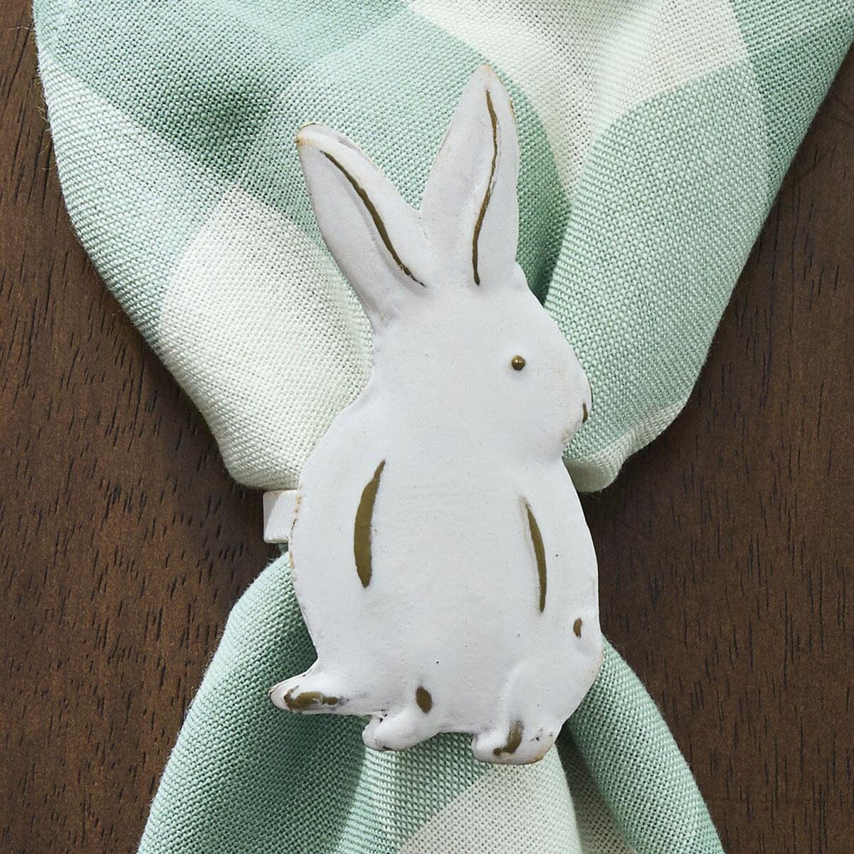 Distressed Bunny Napkin Ring Set of 4