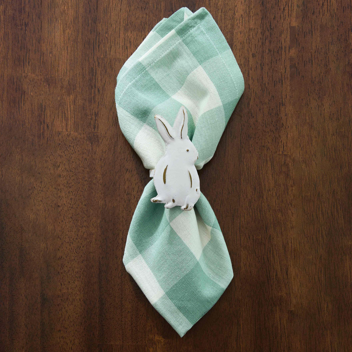 Distressed Bunny Napkin Ring Set of 4