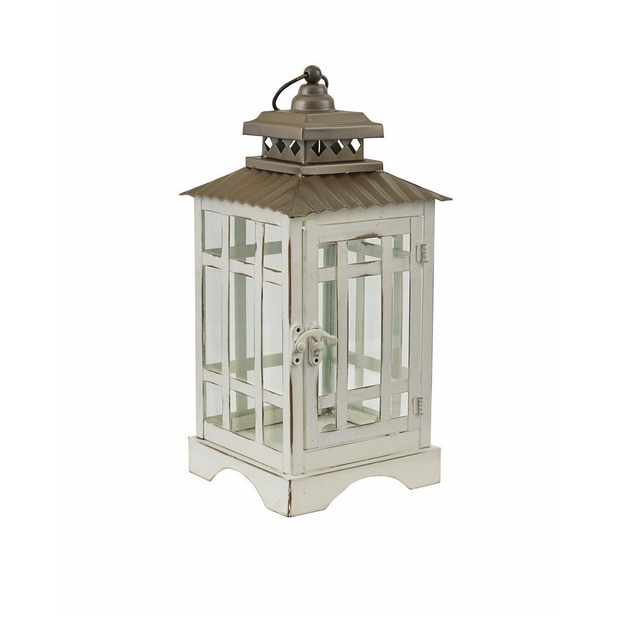 Distressed - Small White Lantern Candle Holder For Pillar Candles-Park Designs-The Village Merchant