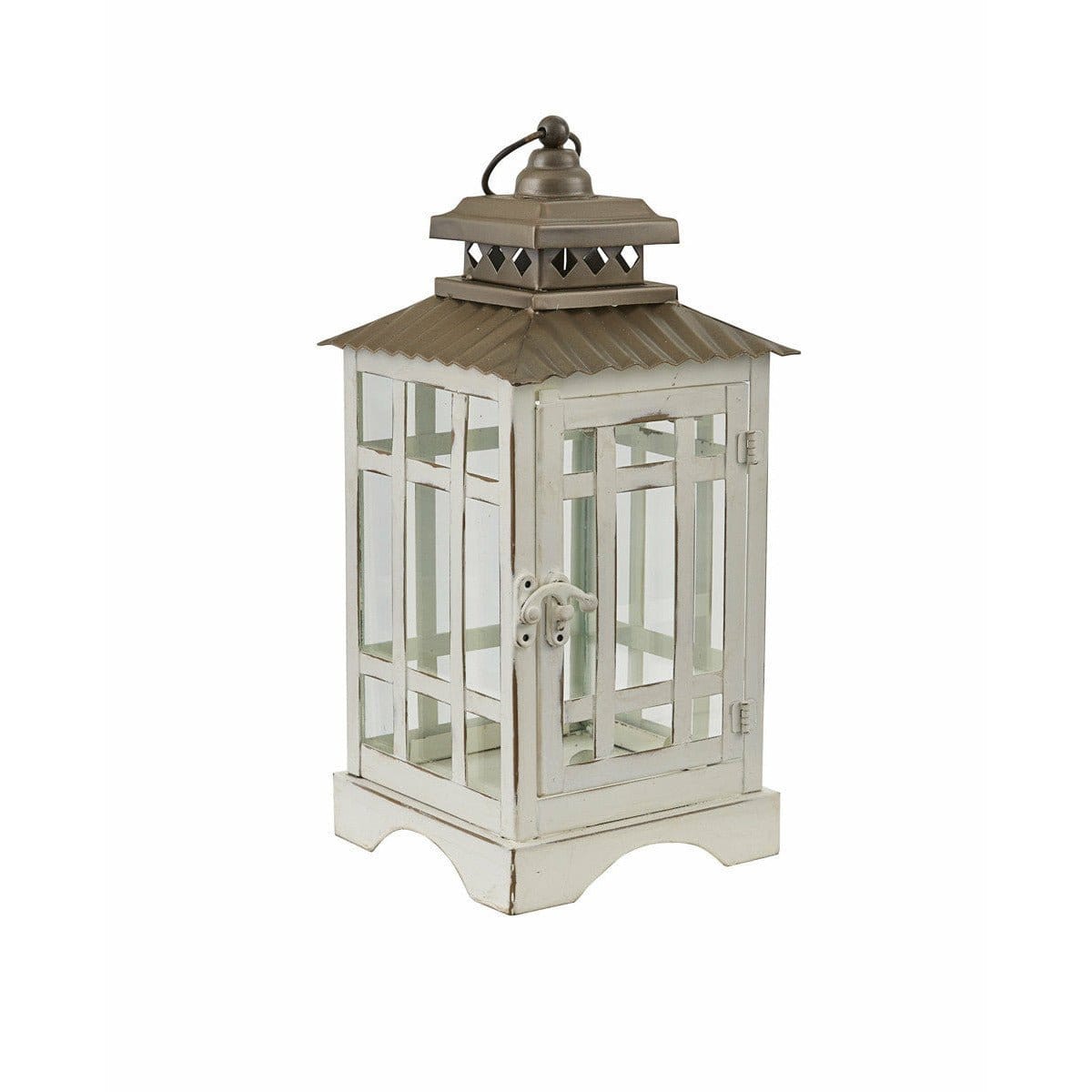 Distressed - Small White Lantern Candle Holder For Pillar Candles-Park Designs-The Village Merchant
