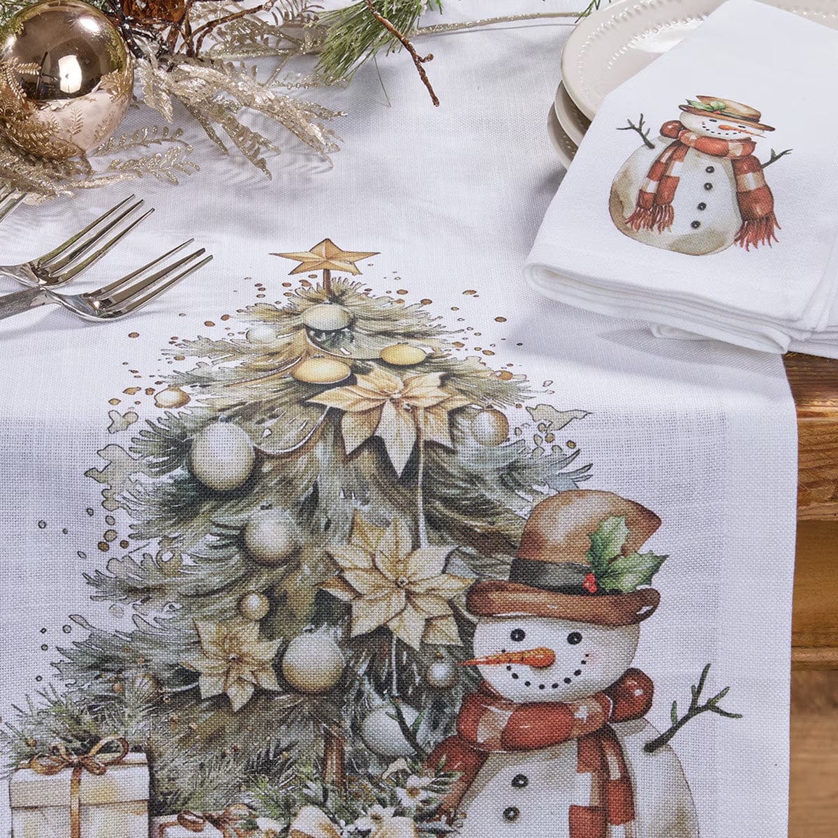 Down Home Holidays Printed Table Runner 54'' Long