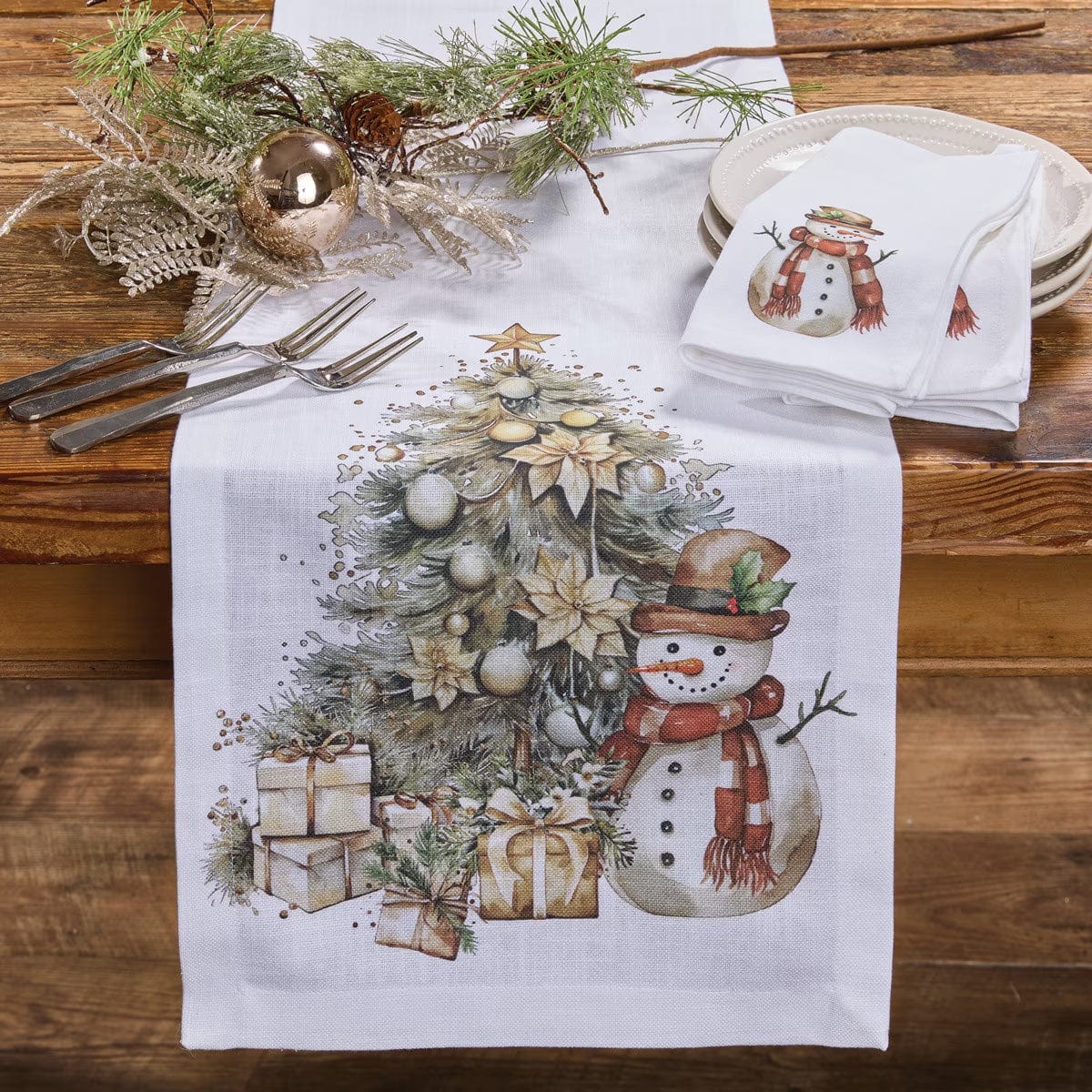 Down Home Holidays Printed Table Runner 54'' Long