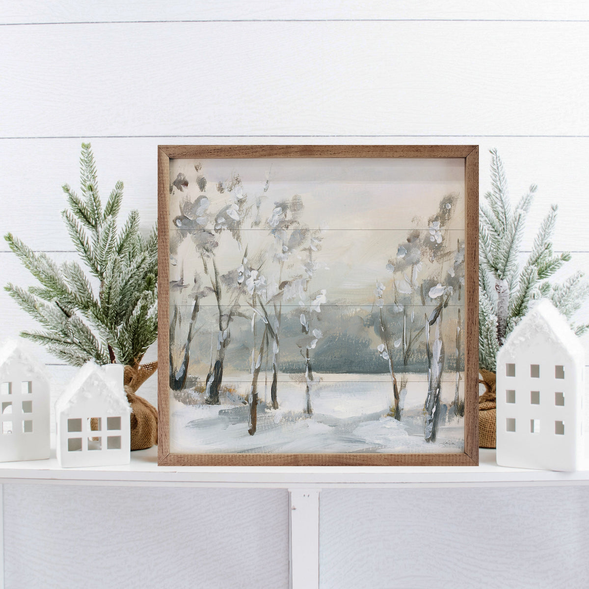 Snowy Winter Trees By Katrina Pete Printed and Framed Wall Sign
