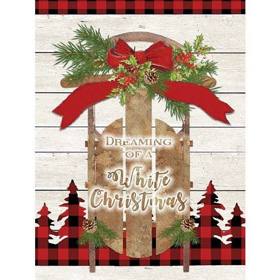 Penny Lane Publishing Dreaming Of A White Christmas Sled By Bluebird Barn Art Print - 12 X 16