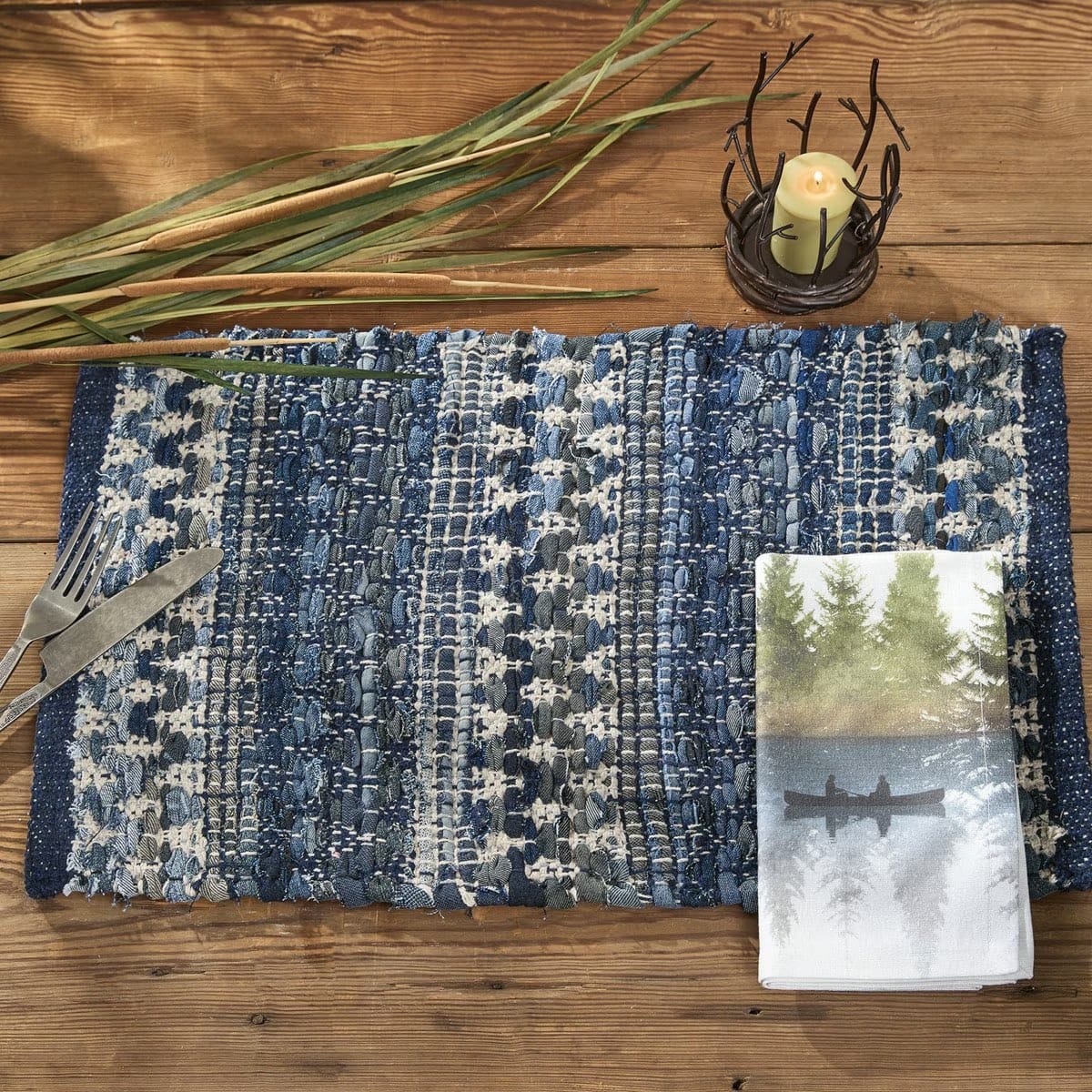 Park Designs Dressed Up Denim Chindi Placemat Set of 2