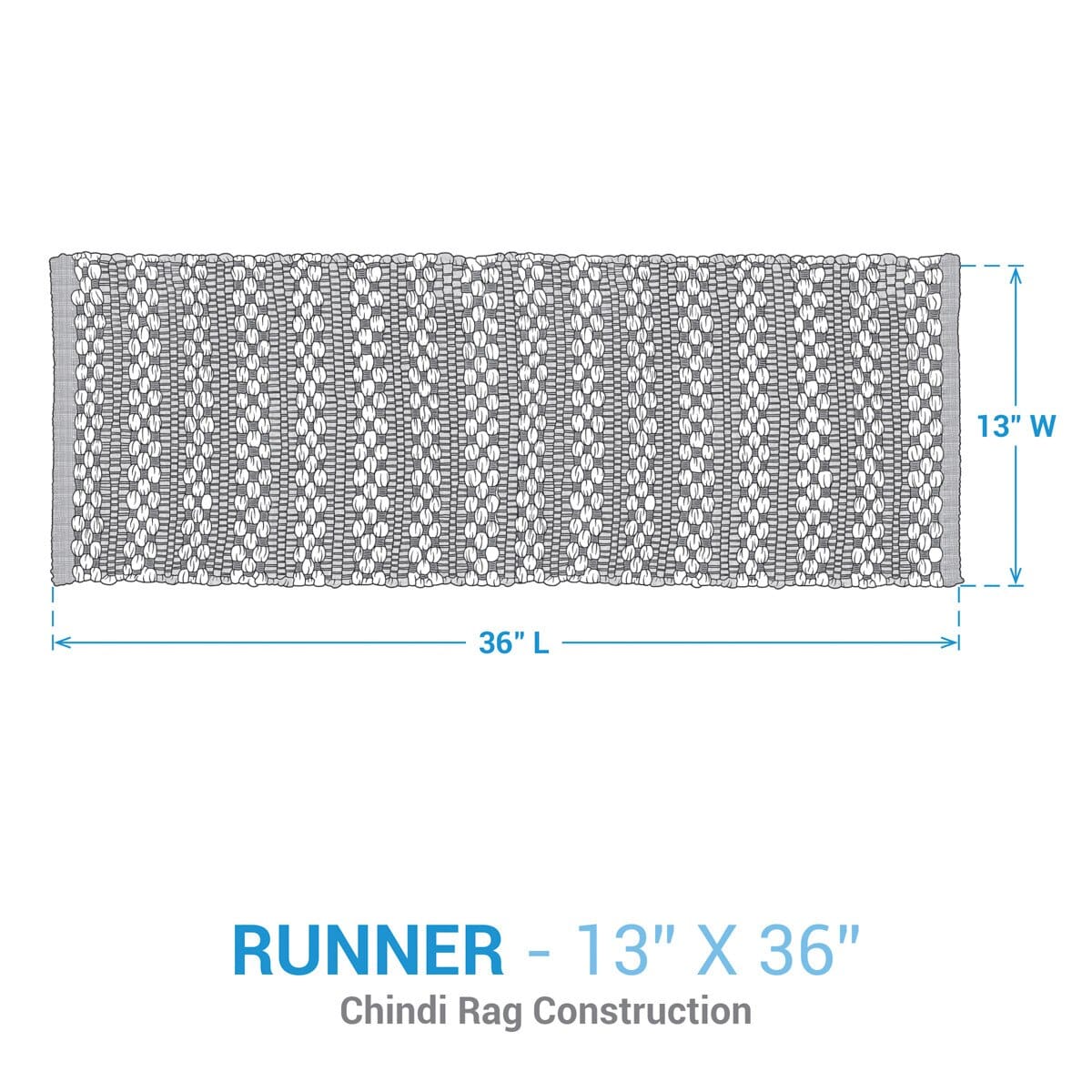 Park Designs Dressed Up Denim Chindi Table Runner 36" Long