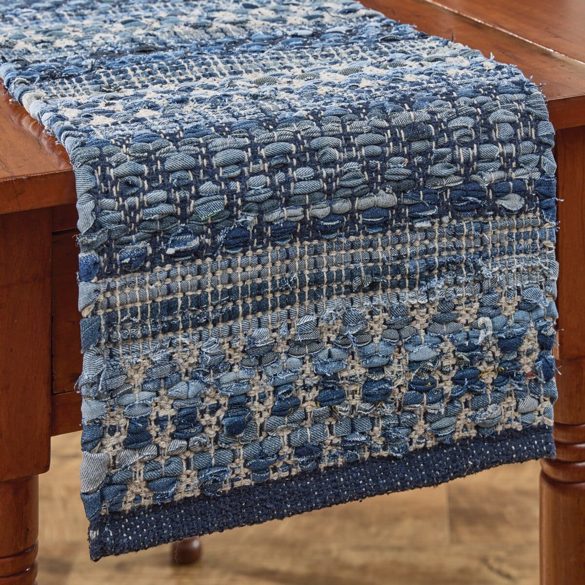 Park Designs Dressed Up Denim Chindi Table Runner 54'' Long