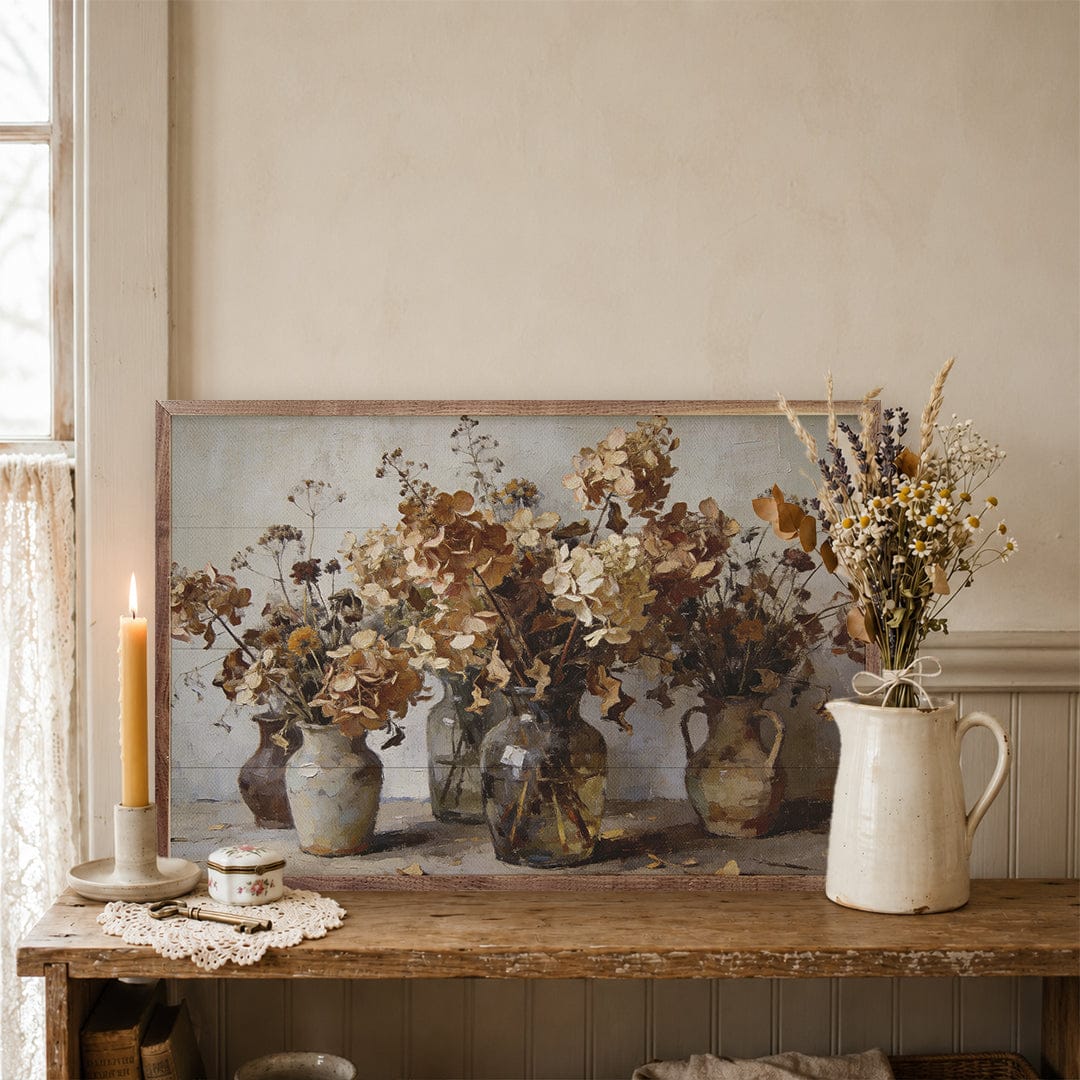 Kendrick Home Walnut Frames Dried Autumn Vessels
