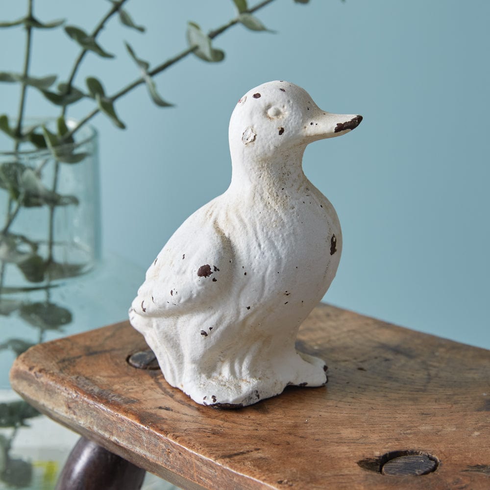 Duckling Figurine - Painted Cast Iron