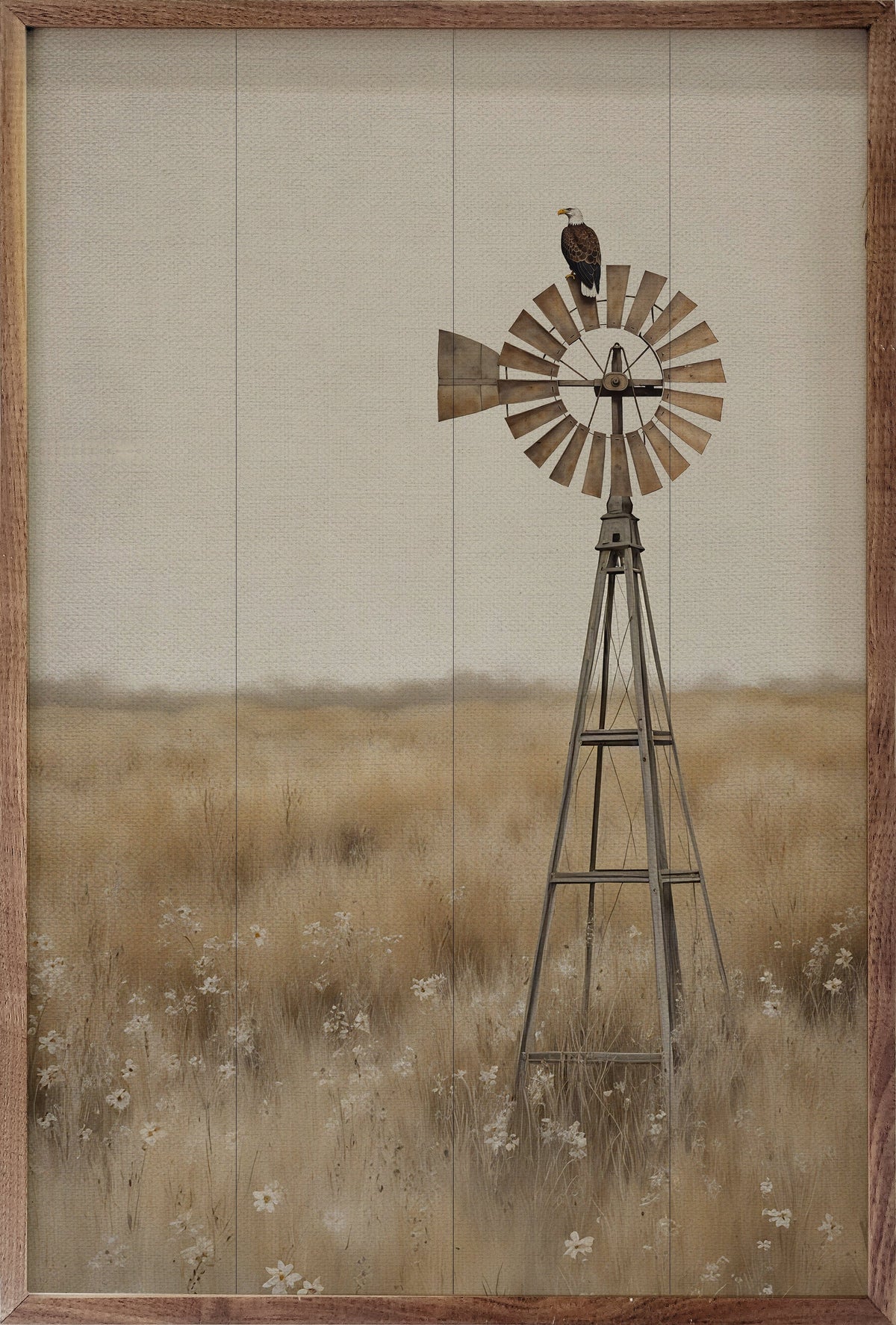 Eagle On Windmill Printed and Framed Wall Sign