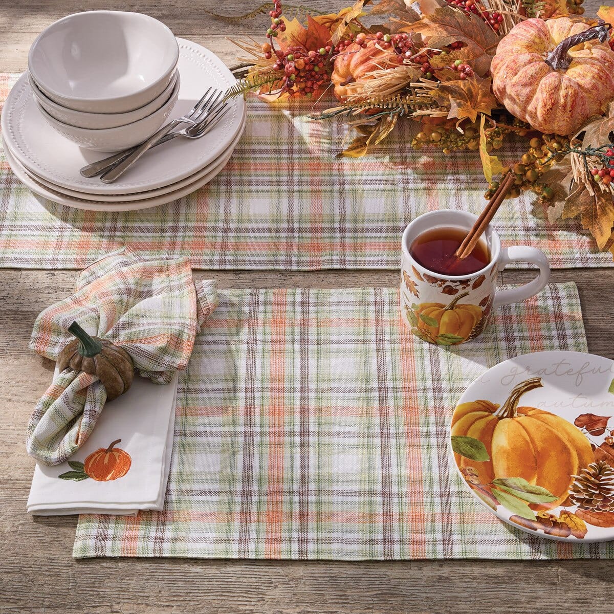 Elderberry Plaid Table Runner 54'' Long