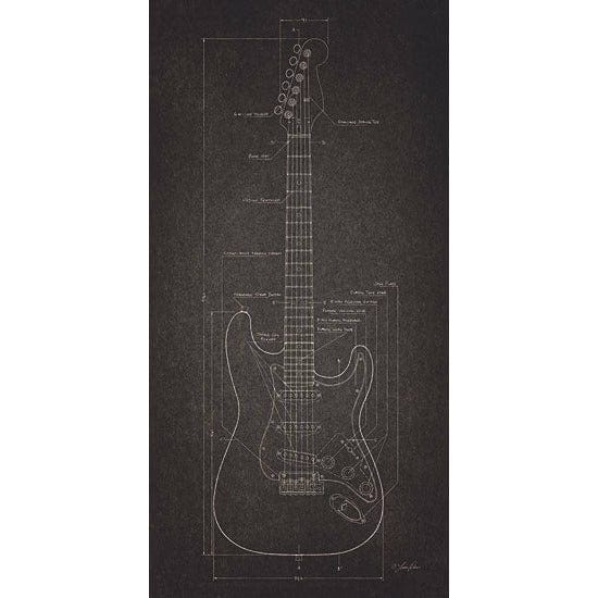 Penny Lane Publishing Electric Guitar Blueprint By Lauren Rader Art Print - 18 X 36