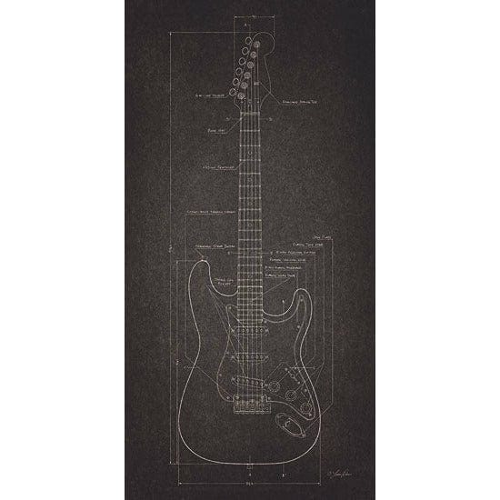 Electric Guitar Blueprint By Lauren Rader Art Print - 18 X 36-Penny Lane Publishing-The Village Merchant