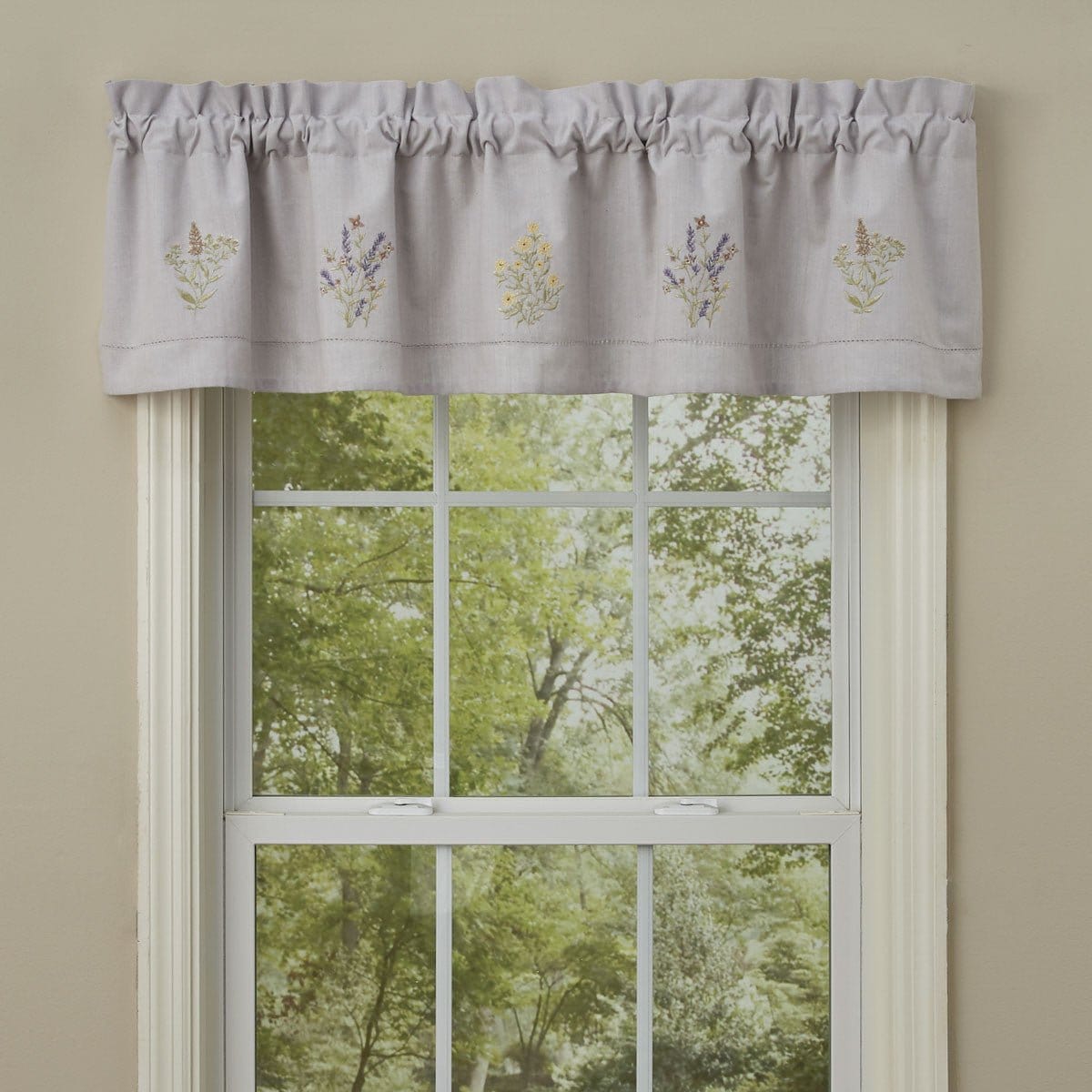 Embroidered flowers Valance 14" High Lined-Park Designs-The Village Merchant