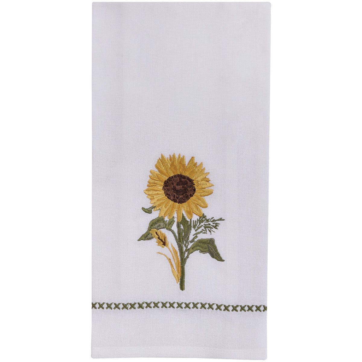 Embroidered Gold Sunflower Decorative Towel