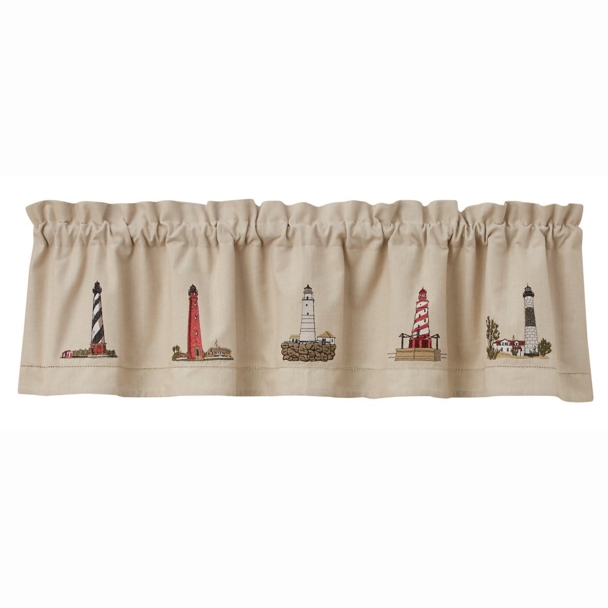 Embroidered lighthouse Valance 14&quot; High Lined-Park Designs-The Village Merchant