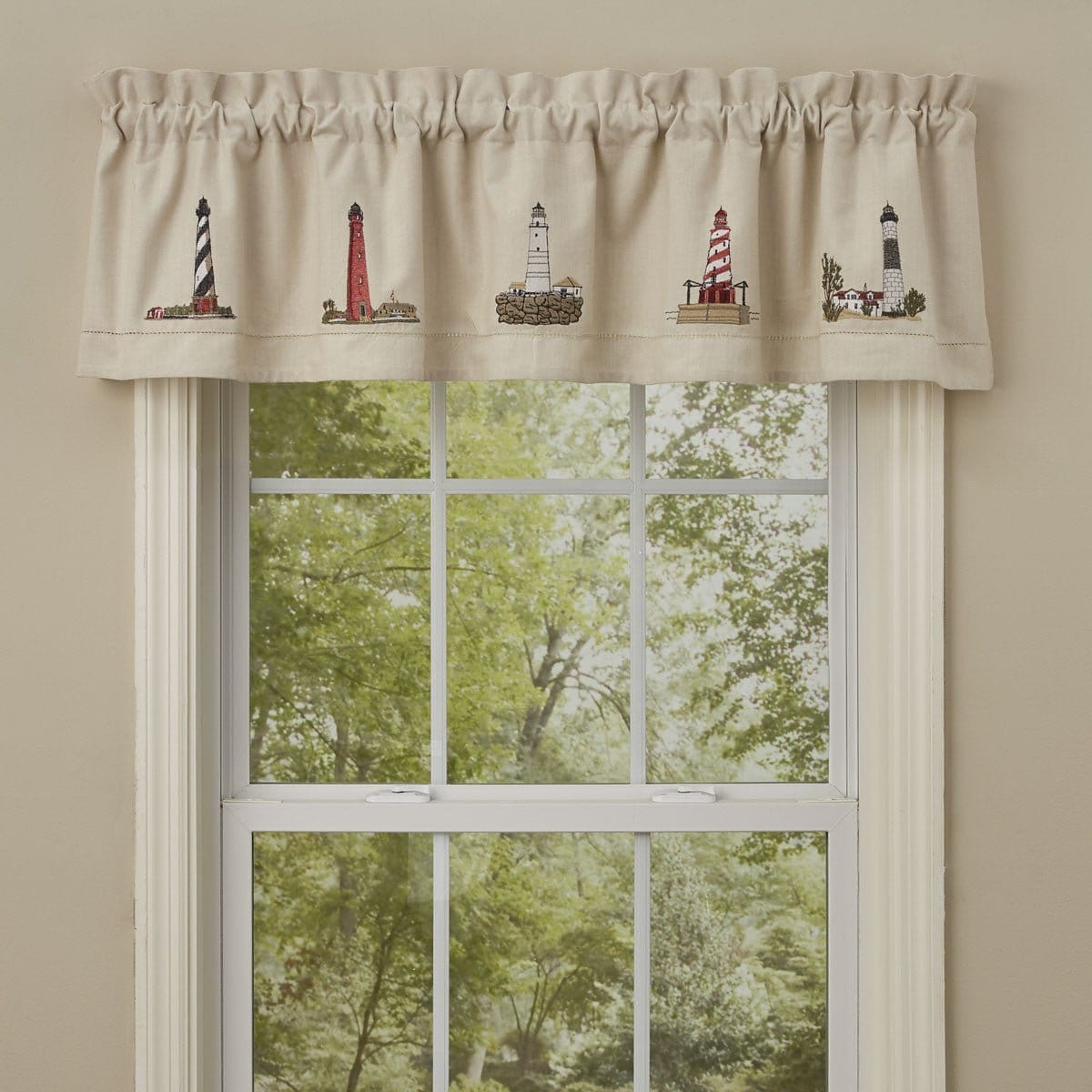 Embroidered lighthouse Valance 14&quot; High Lined-Park Designs-The Village Merchant