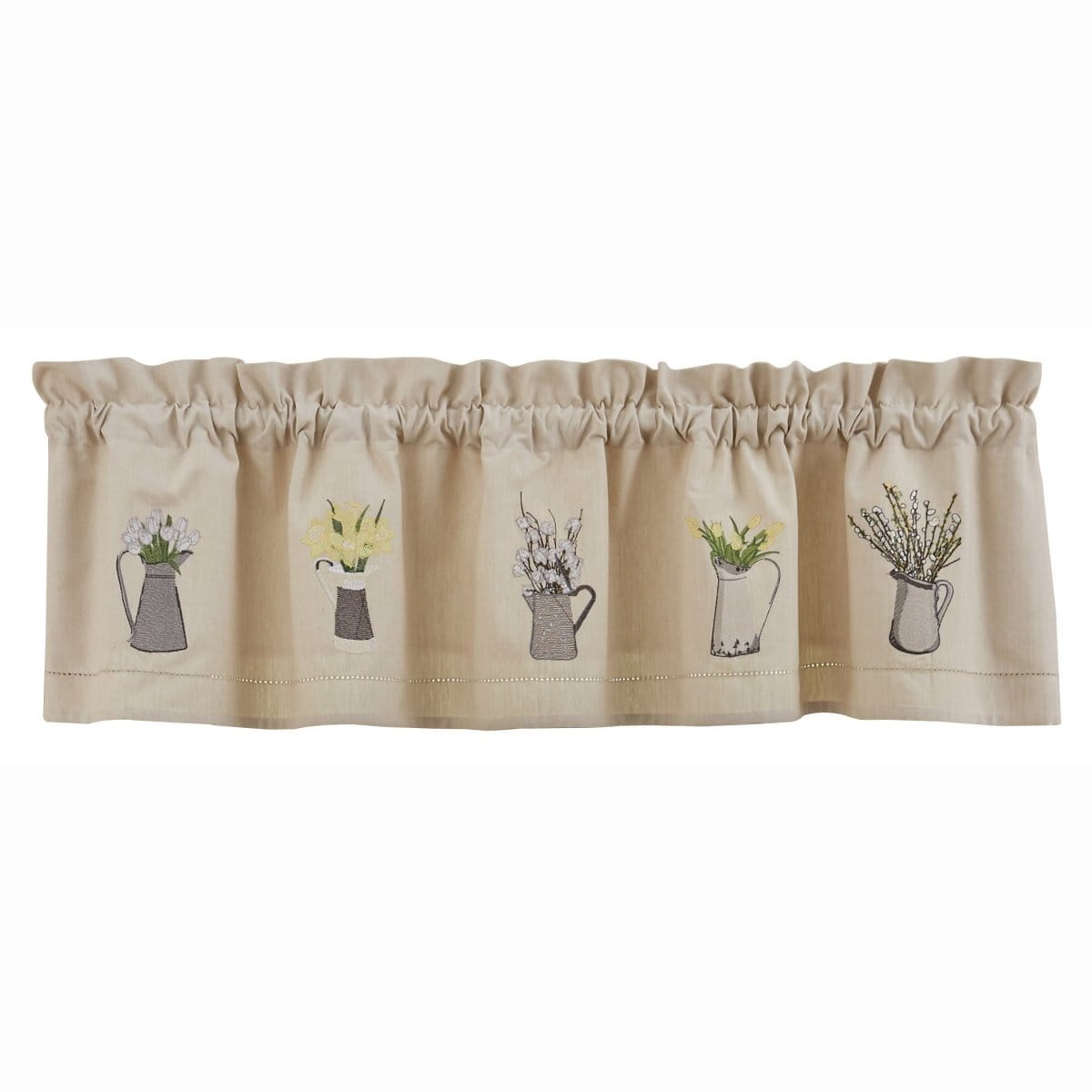 Embroidered pitcher with flowers Valance 14" High Lined-Park Designs-The Village Merchant