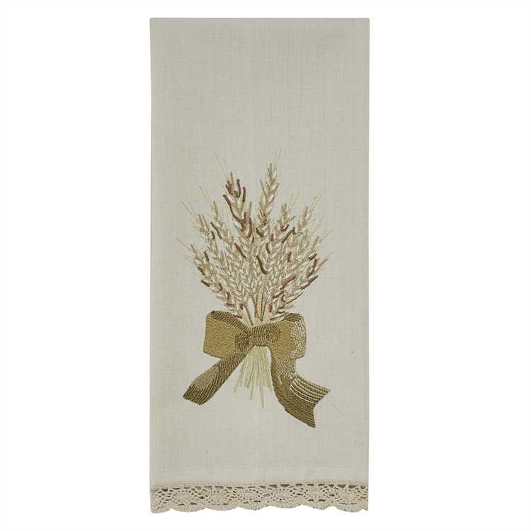 Embroidered Wheat with Bow Decorative Towel-Park Designs-The Village Merchant