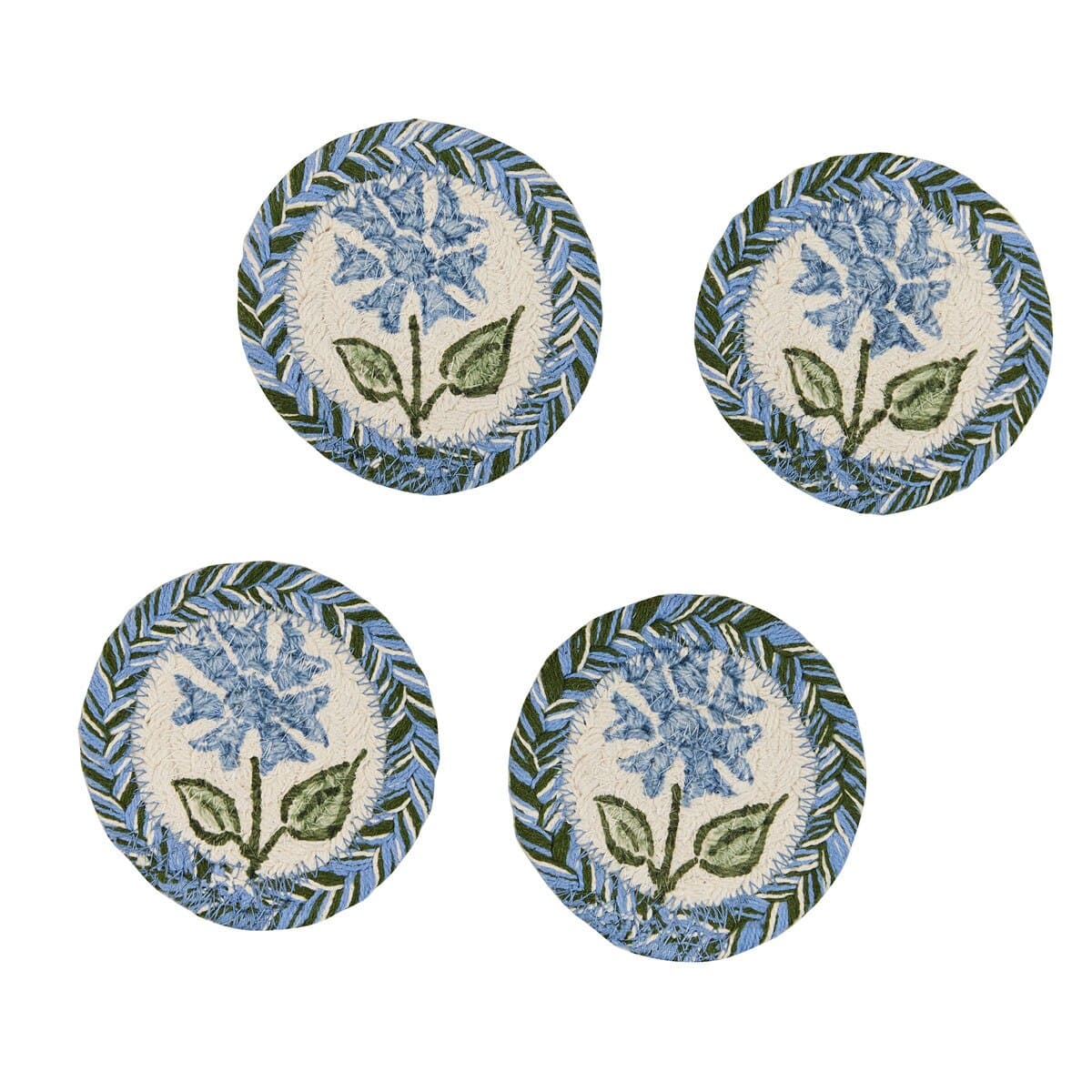 Park Designs Coaster Emmaline Braided & Printed Coaster Round Set of 4