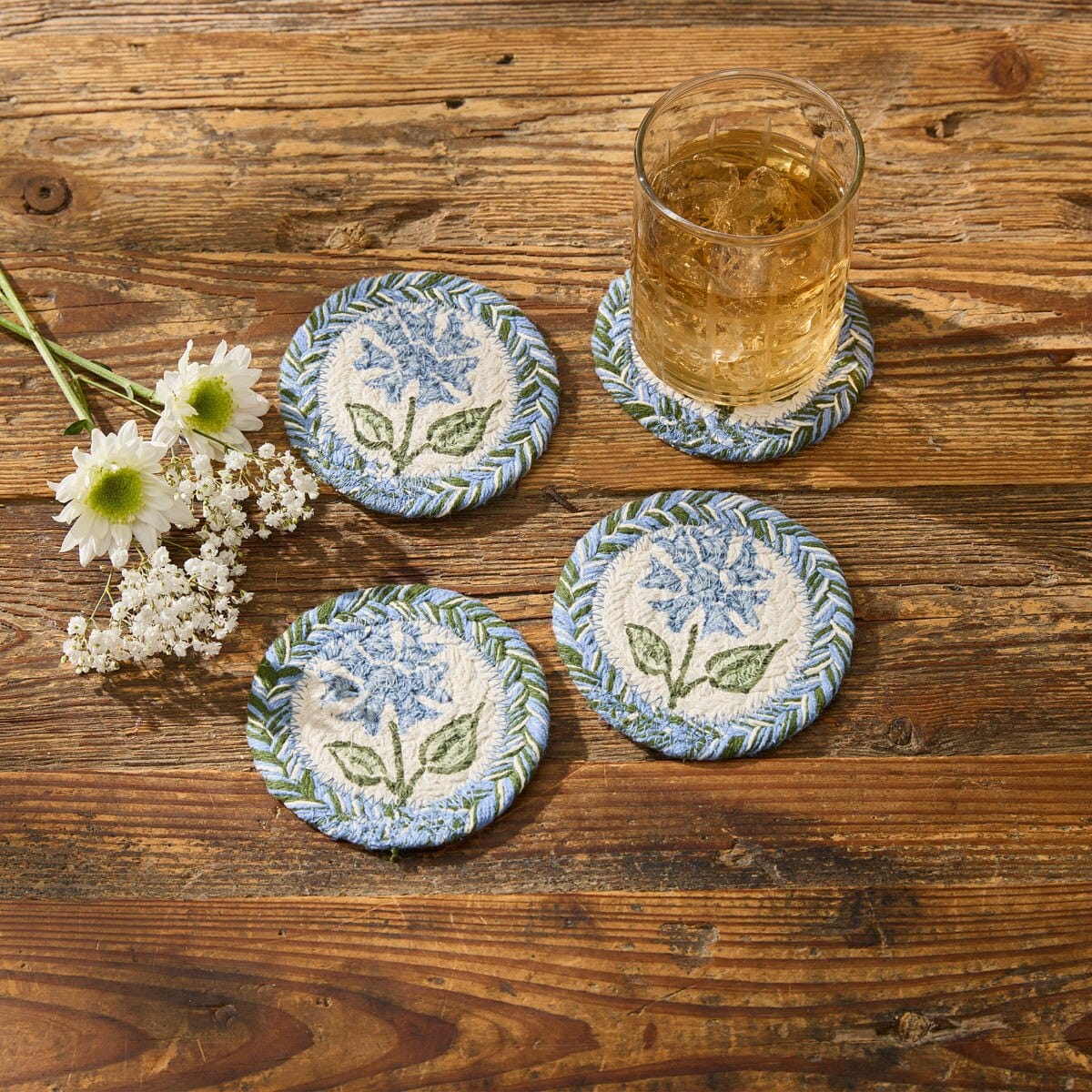 Park Designs Coaster Emmaline Braided & Printed Coaster Round Set of 4