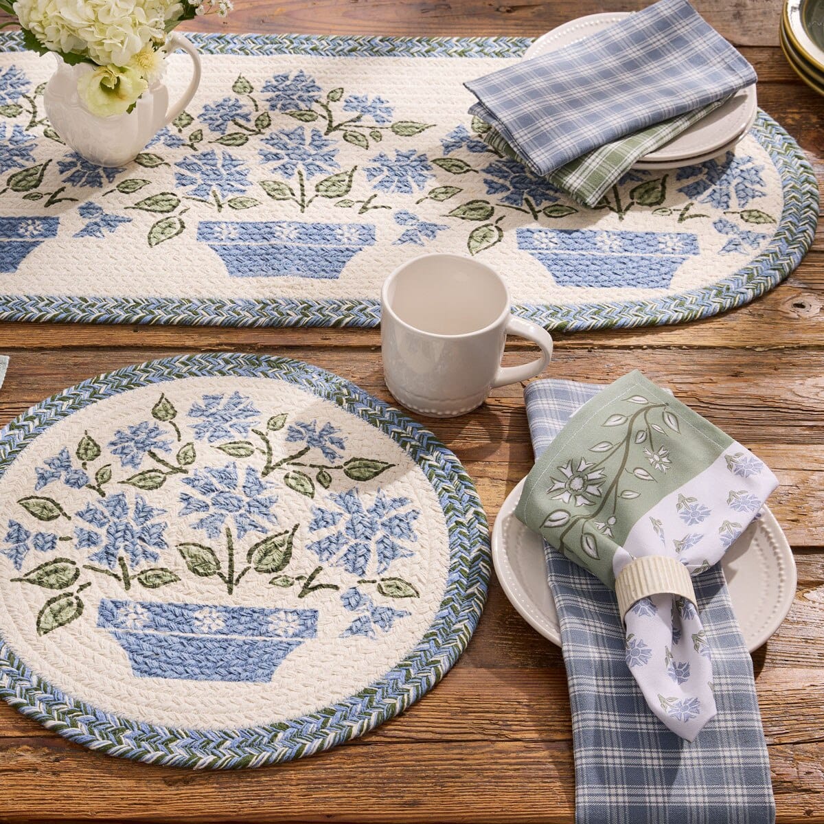 Emmaline Braided Printed Table Runner 36" Long Oval