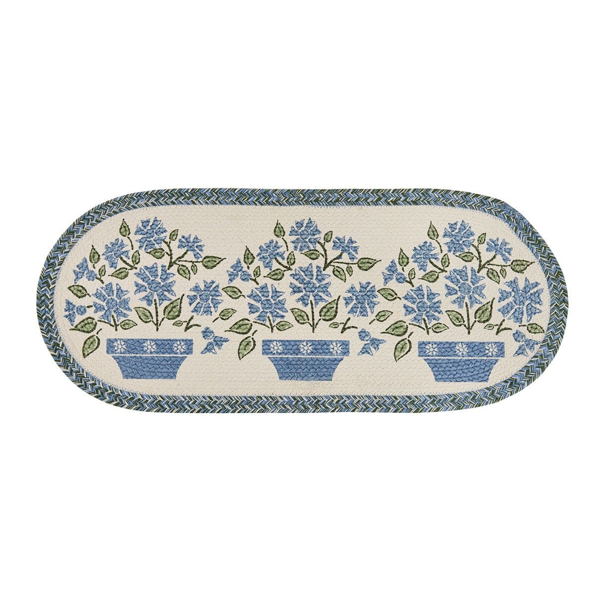 Emmaline Braided Printed Table Runner 36" Long Oval