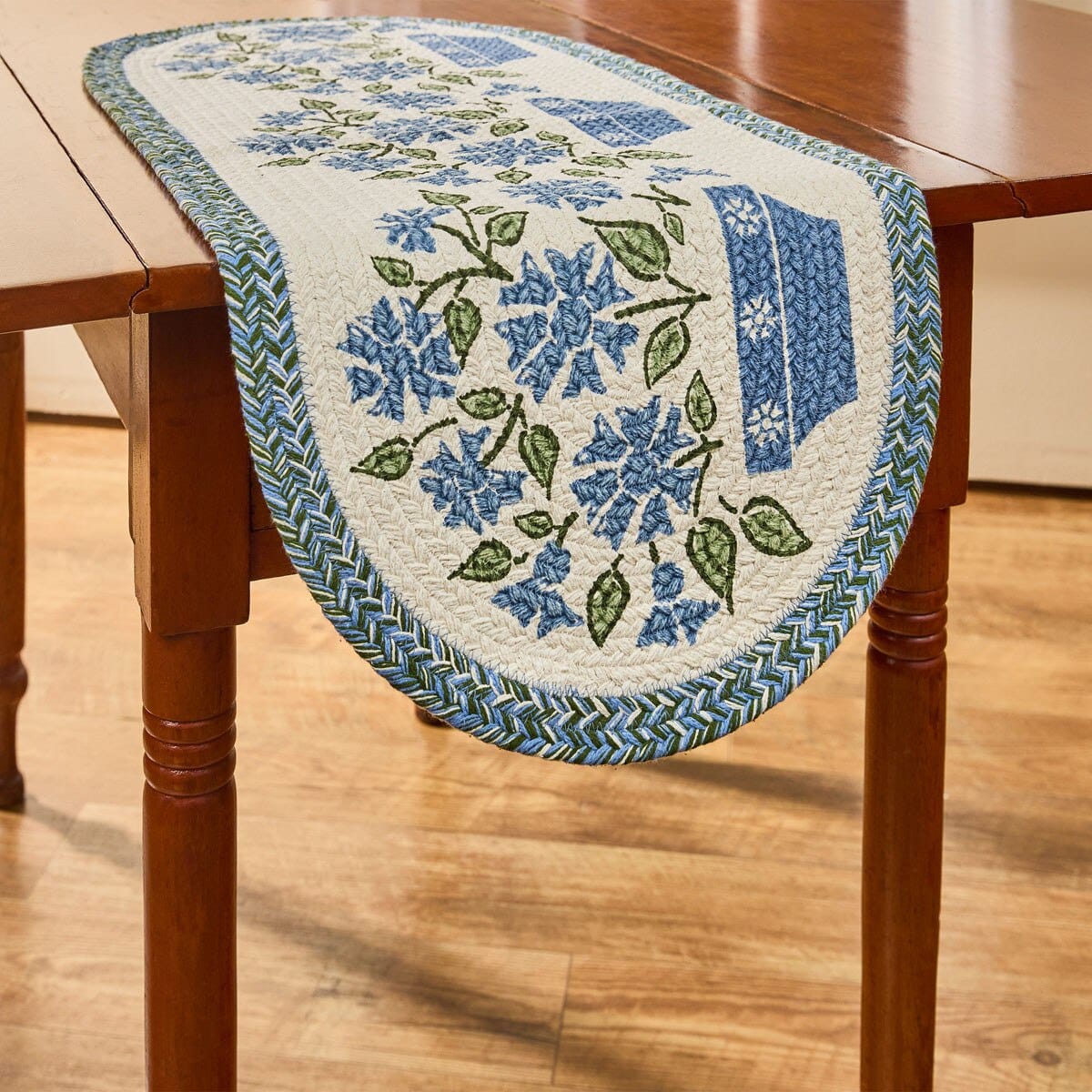 Emmaline Braided Printed Table Runner 36" Long Oval
