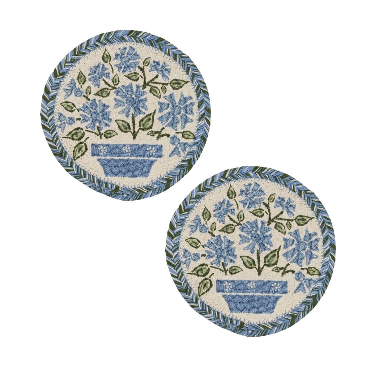Park Designs Trivet Emmaline Braided & Printed Trivet 8" Diameter Round Set of 2
