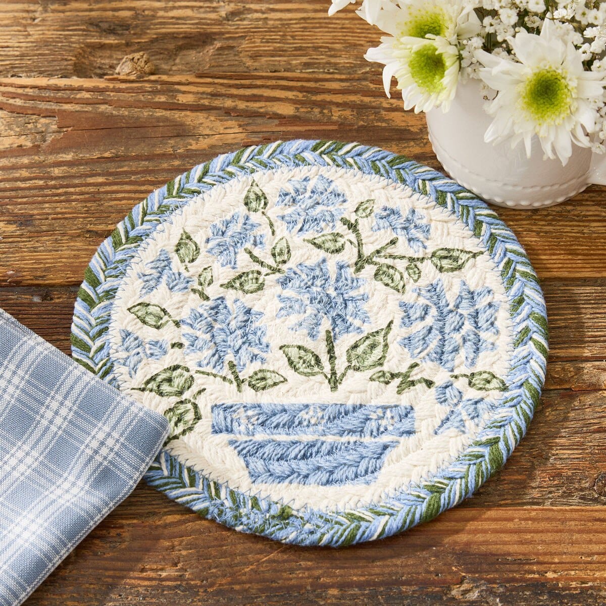 Park Designs Trivet Emmaline Braided & Printed Trivet 8" Diameter Round Set of 2