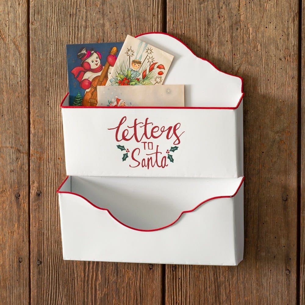 Enamelware Letters To Santa Wall Pocket / Bin Double-CTW Home-The Village Merchant